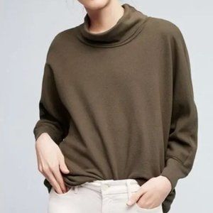Stateside Olive Green Turtleneck Dolman Sleeve Sweatshirt Anthropologie Sz S